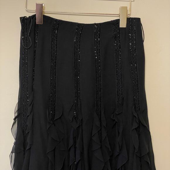 Carmen Marc Valvo 6 black skirt midi dark fairycore sequin cocktail party boho - Picture 2 of 7